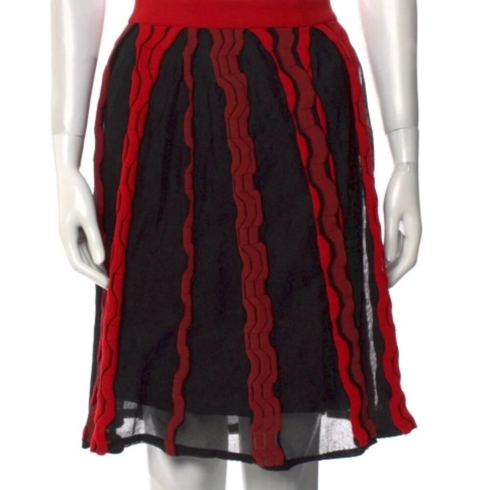 NWOT M Missoni Colorblock Black/Red Pattern Knee-Length Skirt Size 46 $420